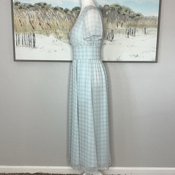 NWT EMPORIO ARMANI V-Neck Check Print Chiffon Dress Sz 42 (US 6) - Picture 10 of 16